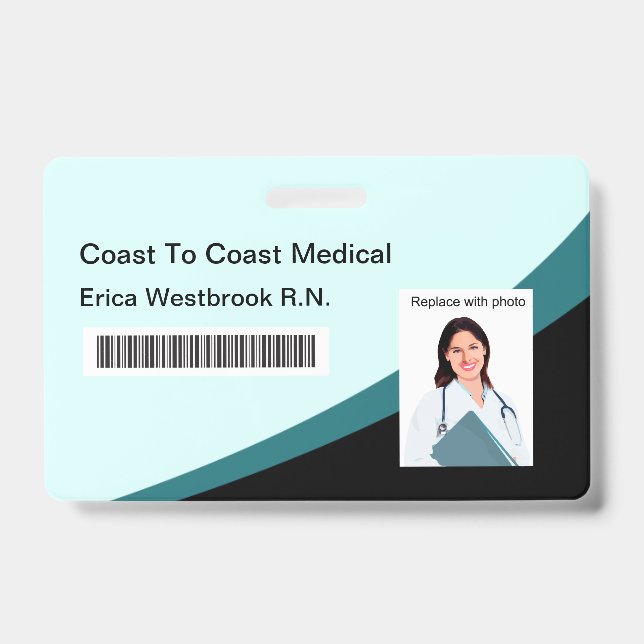Medical Professional Staff Photo ID Barcode Badges (Front)