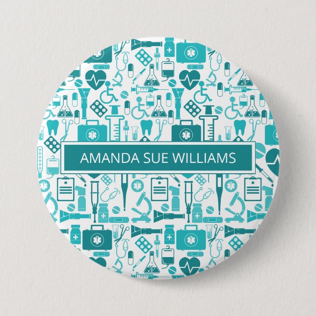 Medical Professional / Student "Add Name" Monogram Button (Front)