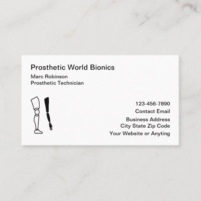 Medical Prosthetic Technician Business Cards (Front)