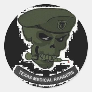 Medical rangers with skull round decals classic round sticker
