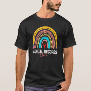 Medical Records Clerk Leopard Rainbow Healthcare D T-Shirt