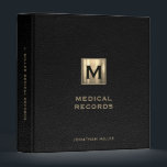Medical Records Luxe Black Leather Gold Initial 3 Ring Binder<br><div class="desc">Keep all your important medical records in one place with this personalized binder featuring a luxurious black leather cover and gold initial. Customize the front cover and spine with your name or other text. The inside features 3 rings to securely hold letter-size pages,  perfect for document storage.</div>