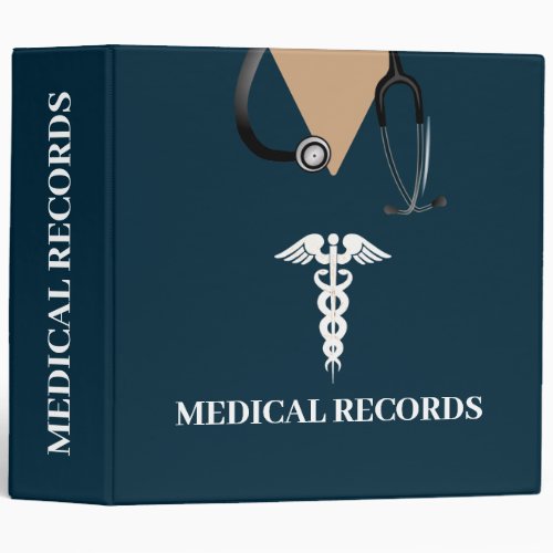 Medical Records Patient Chart Blue Personalized 3 Ring Binder
