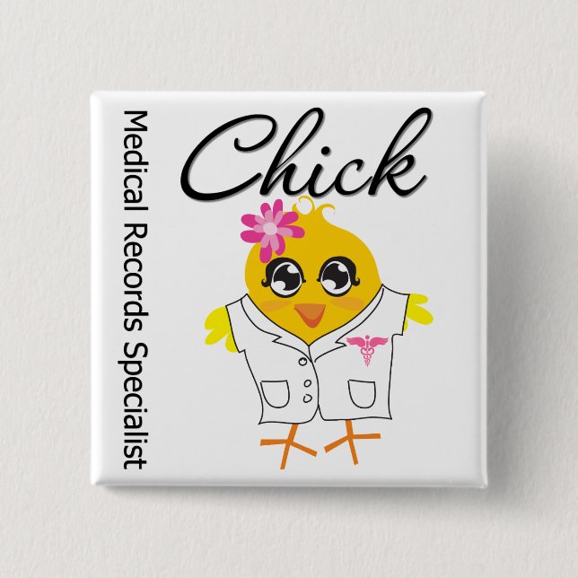 Medical Records Specialist Chick Pinback Button (Front)