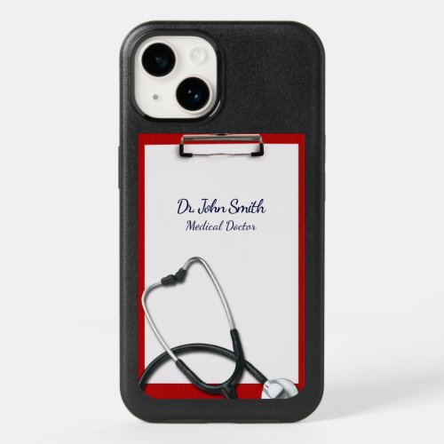 Medical Red Clipboard with Stethoscope OtterBox iPhone 14 Case