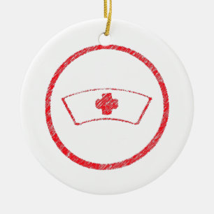 medical red emt hospital ER nurse cross Ceramic Ornament