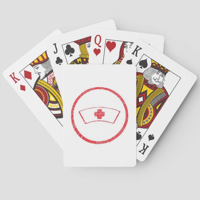 medical red  emt hospital ER nurse cross Poker Cards (Back)