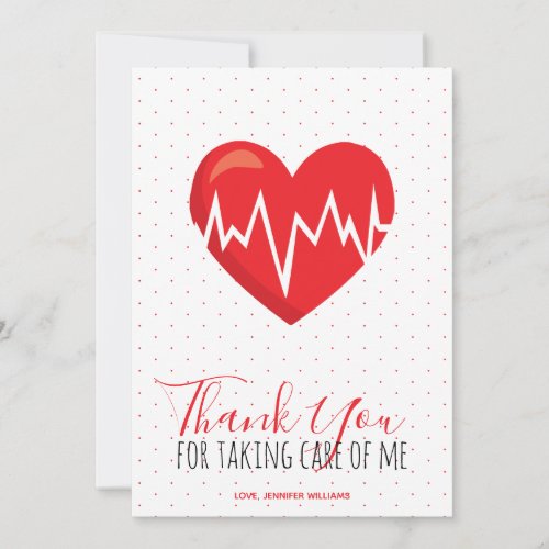 Medical Red Heart Polka dot Nurse Doctor Thank You Card