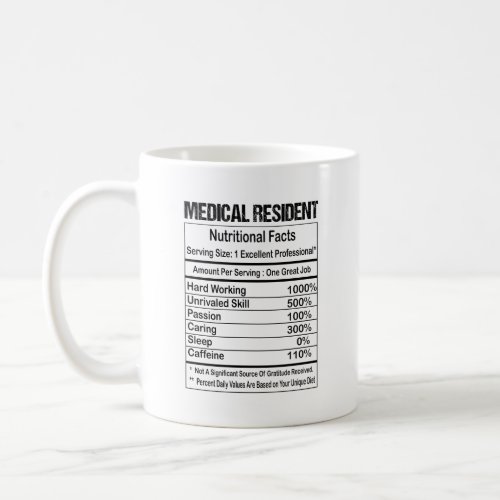 Medical Resident Nutritional Facts 11oz Coffee Mug