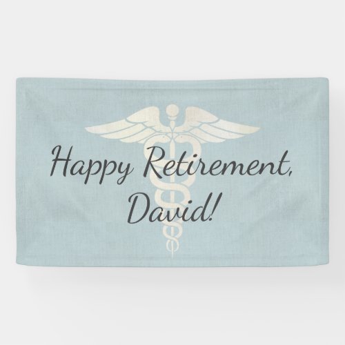 Medical Retirement Elegant Blue Linen Banner