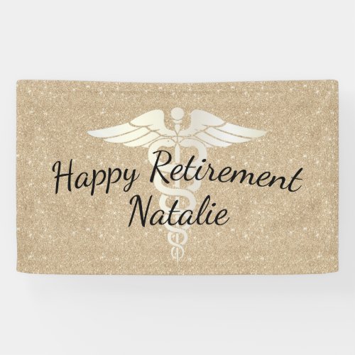 Medical Retirement Modern Gold Glitter Banner