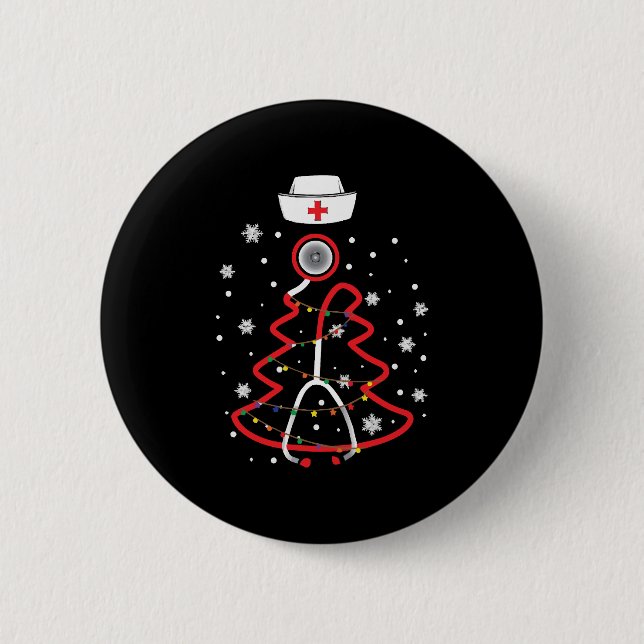 Medical RN NUrse, Merry Christmas Button (Front)