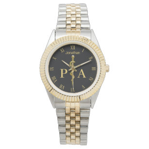Medical Rod of Asclepius Gold Physician Assistant Watch