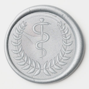 Medical Rod of Asclepius Laurel Wreath Wax Seal Sticker