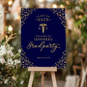 Medical School Blue Gold Grad Party Welcome Sign
