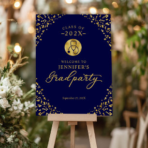 Medical School Blue Gold Grad Party Welcome Sign