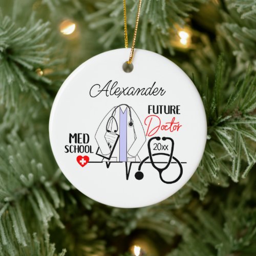 Medical School Future Doctor Christmas Tree Ceramic Ornament