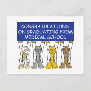 Medical School Graduate Congratulations Cute Cats Postcard
