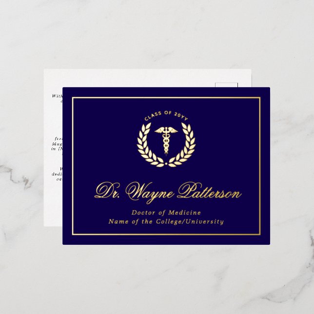 Medical School Graduation Announcement Postcard (Front/Back)