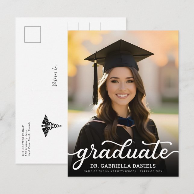 Medical School Graduation Announcement Postcard (Front/Back)