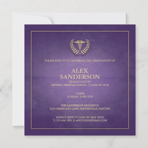 Medical School Graduation Announcement  Purple