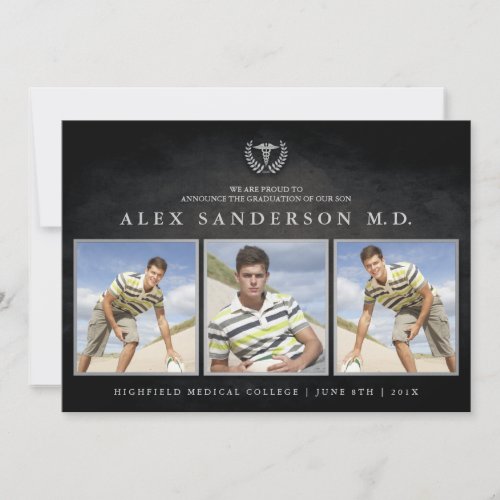 Medical School Graduation Invitation with 3 Photos