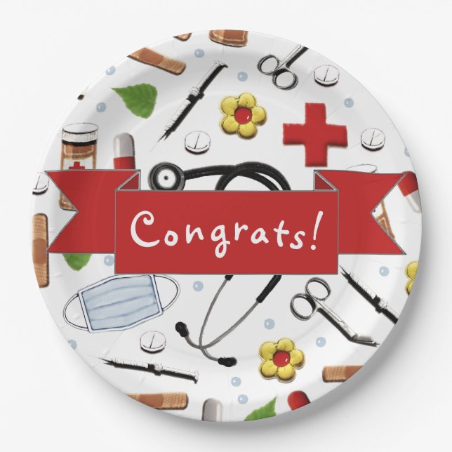 Medical School Graduation Paper Plates (Front)