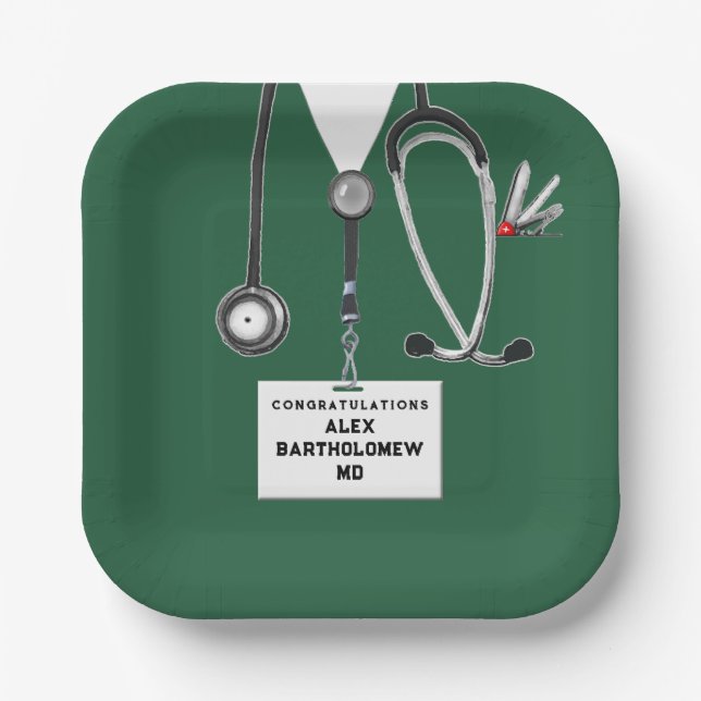 Medical School Graduation Paper Plates (Front)