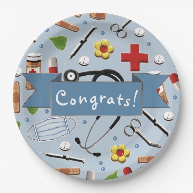 Medical School Graduation Paper Plates (Front)