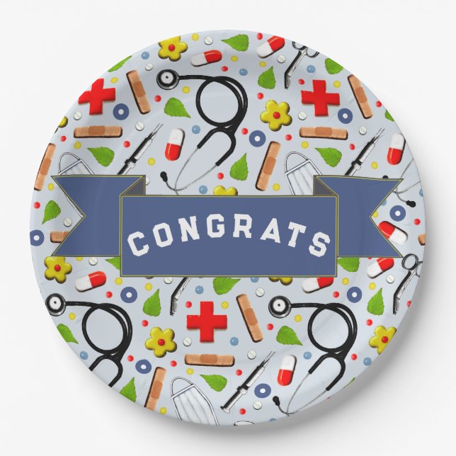 Medical School Graduation Paper Plates (Front)