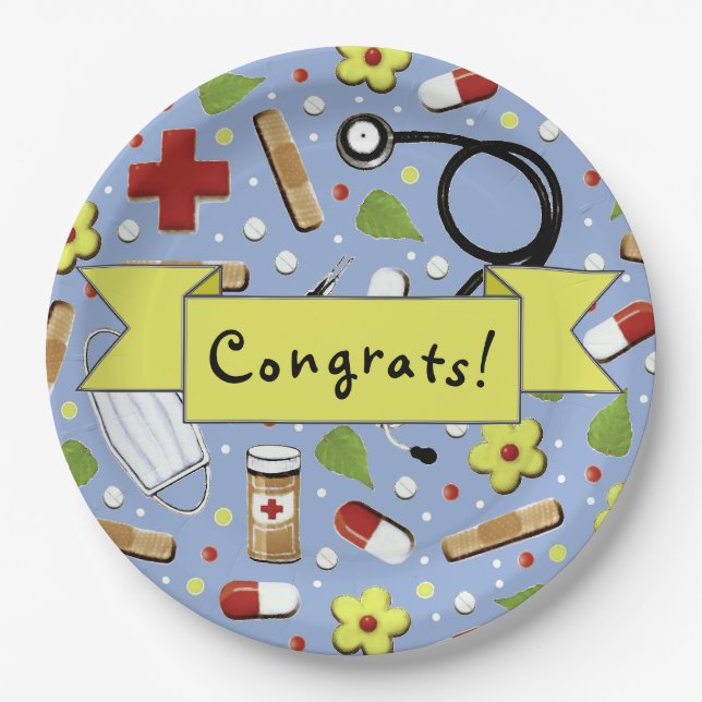Medical School Graduation Paper Plates (Front)