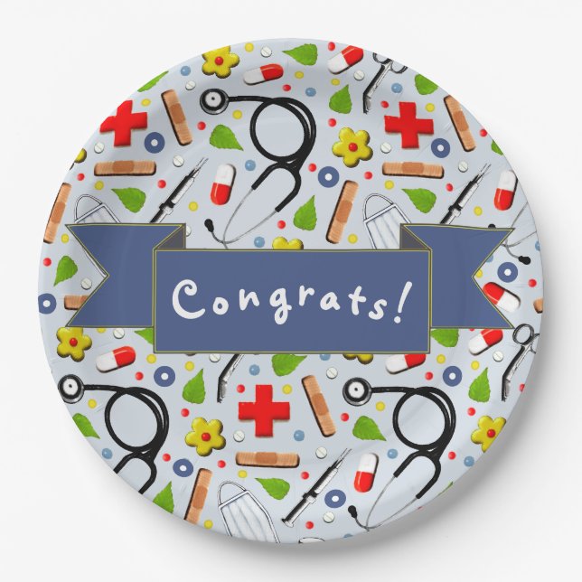 Medical School Graduation Paper Plates (Front)
