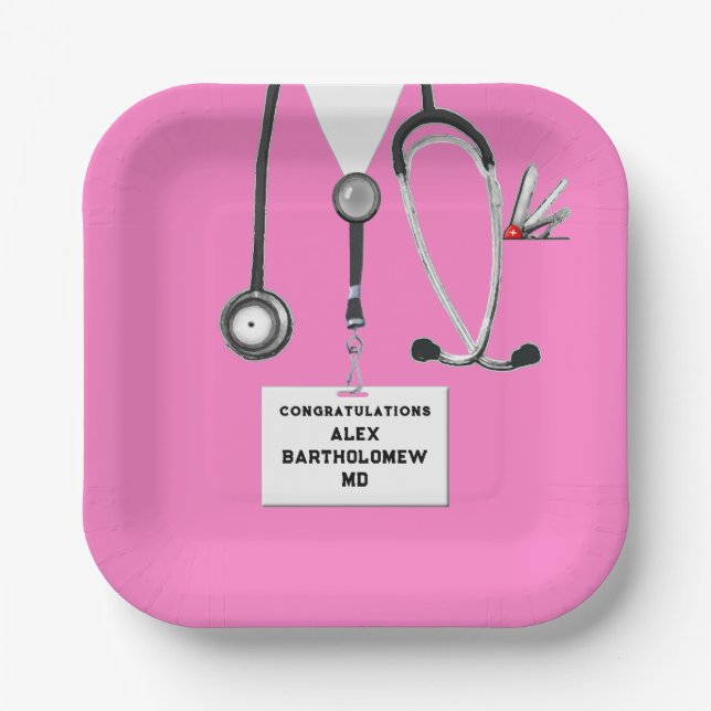 Medical School Graduation Paper Plates (Front)
