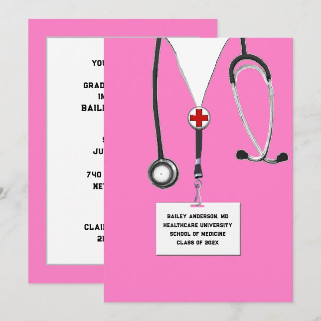 Medical School Graduation Party Invitation (Front/Back)