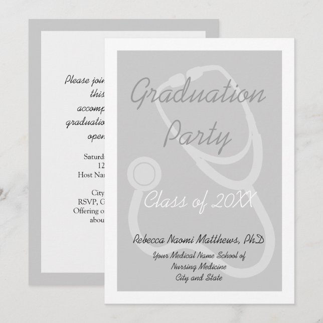Medical School Graduation Party Invitation (Front/Back)