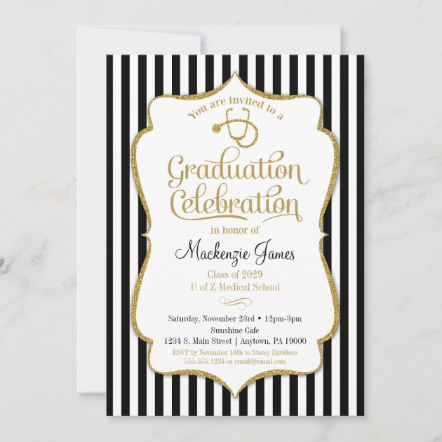 Medical School Graduation Party Invitation Doctor | Zazzle