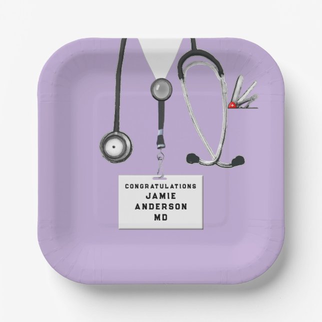Medical School Graduation Party Paper Plate (Front)