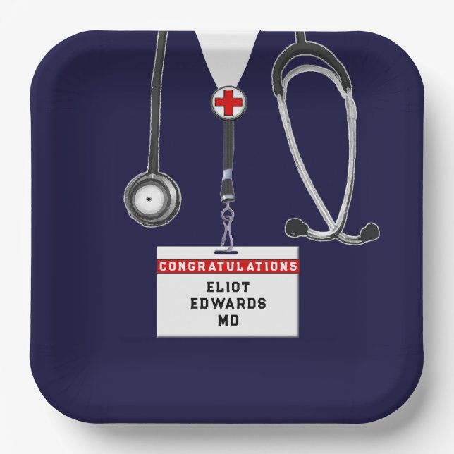 Medical School Graduation Party Paper Plates (Front)
