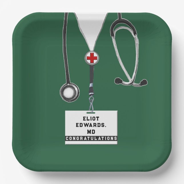 Medical School Graduation Party Paper Plates (Front)
