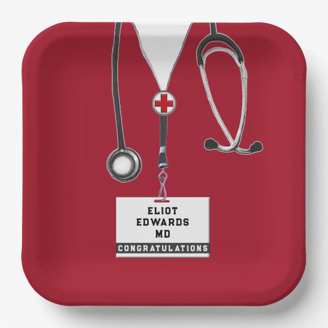 Medical School Graduation Party Paper Plates (Front)