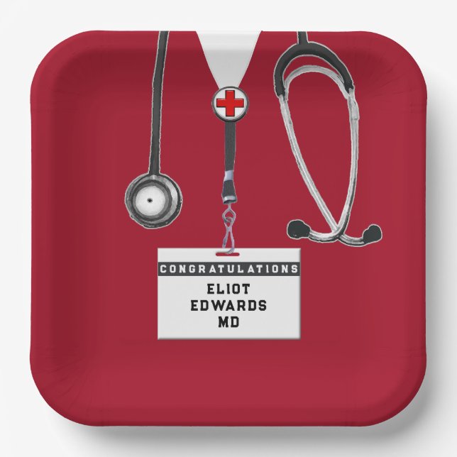 Medical School Graduation Party Paper Plates (Front)