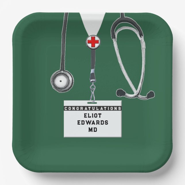 Medical School Graduation Party Paper Plates (Front)