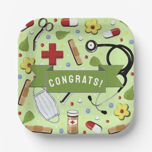 Medical School Graduation Party Paper Plates (Front)