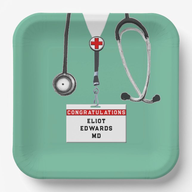 Medical School Graduation Party Paper Plates (Front)