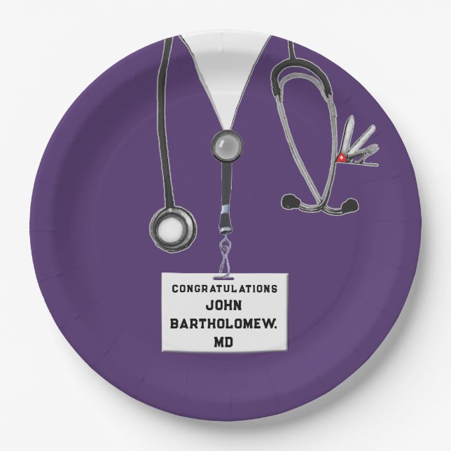Medical School Graduation Party Paper Plates (Front)