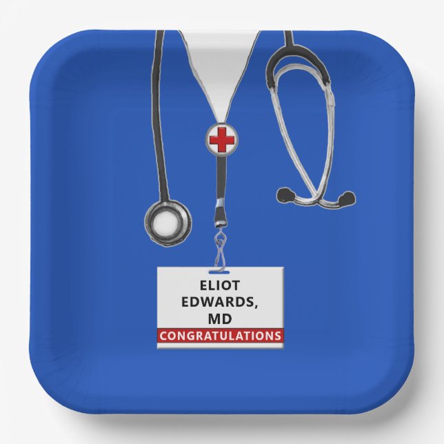 Medical School Graduation Party Paper Plates (Front)