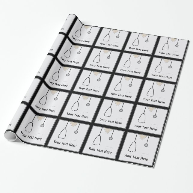 Medical Scrubs Doctor Nurse Custom Wrapping Paper (Unrolled)