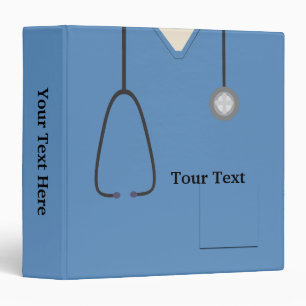 Medical Scrubs Doctor Nurse Dark Blue Custom B 3 Ring Binder
