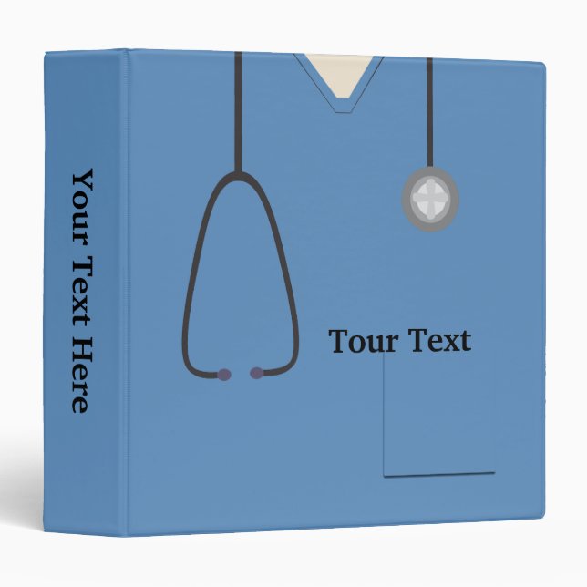 Medical Scrubs Doctor Nurse Dark Blue Custom B 3 Ring Binder (Front/Spine)