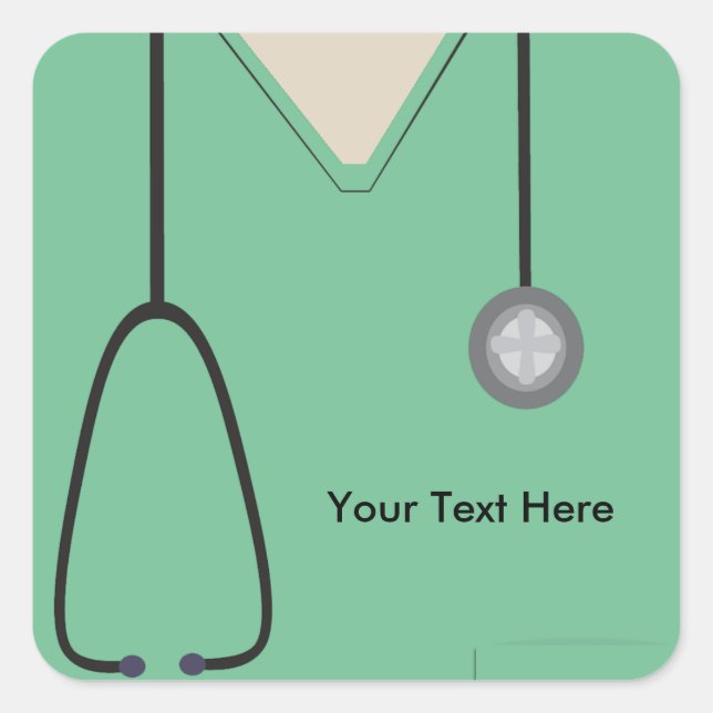 Medical Scrubs Doctor Nurse Light Green Sq Sticker (Front)